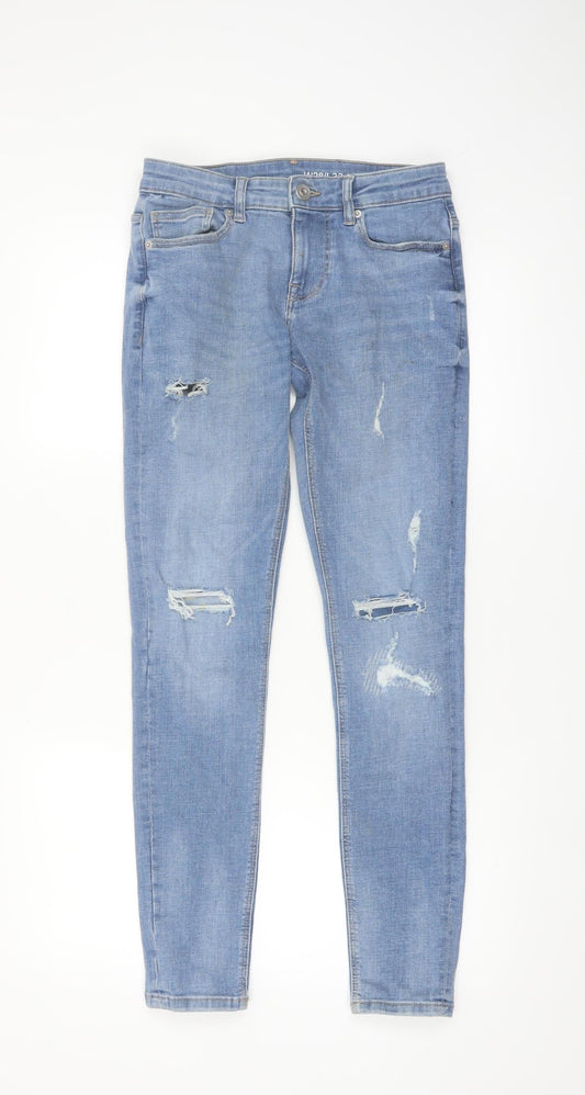 Additional front view of Denim Co Men's Blue Super Skinny Distressed Jeans W28 L32