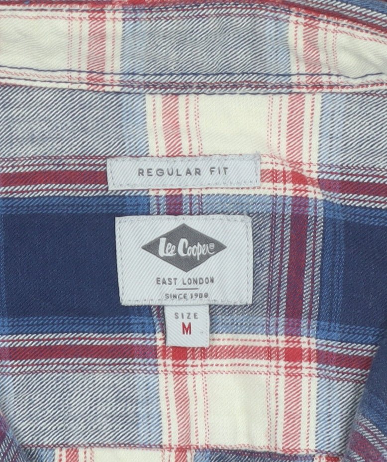 Additional view of Lee Cooper Men's Blue Checked Regular Fit Cotton Long Sleeve Shirt M
