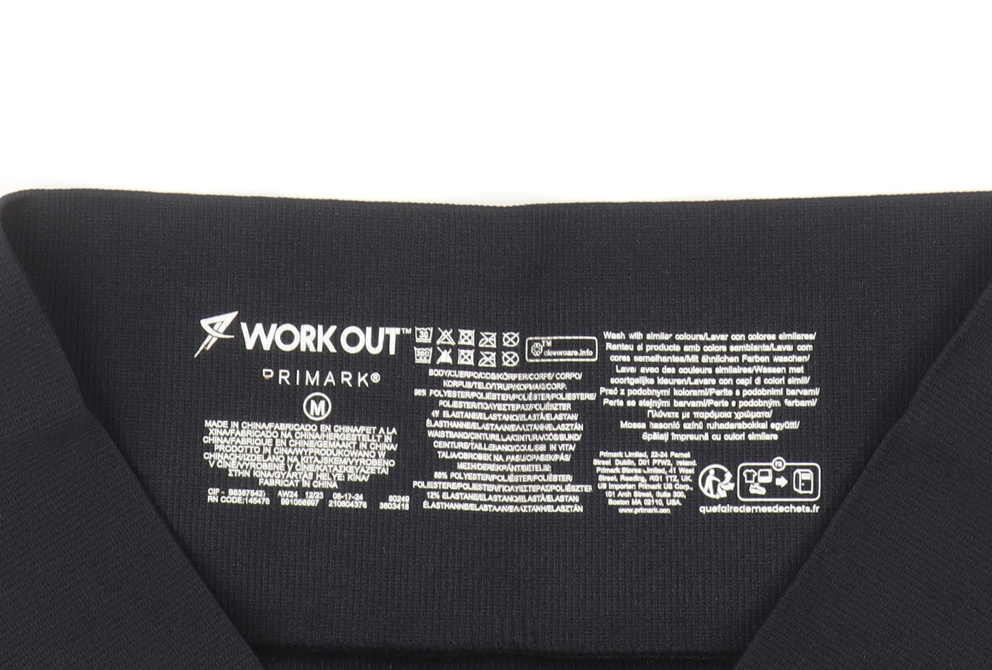 Primark Women’s Black Biker Activewear Shorts Medium Stretch Workout