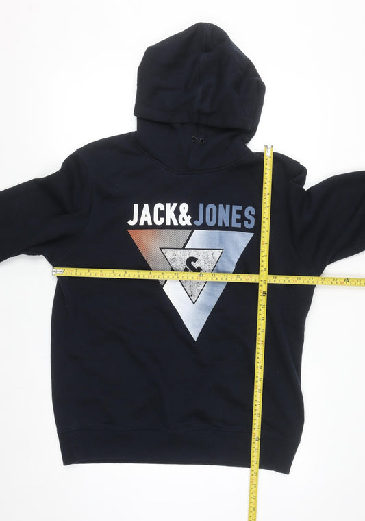 Jack & Jones Men's Black XL Pullover Hoodie with Graphic Print