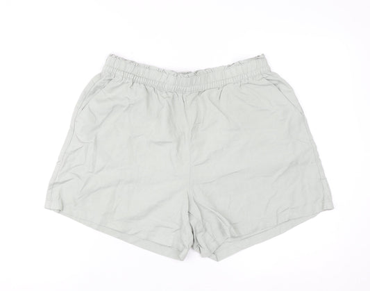 Additional front view of Dunnes Women’s Beige Linen Blend Pull-On Casual Shorts, size UK 12