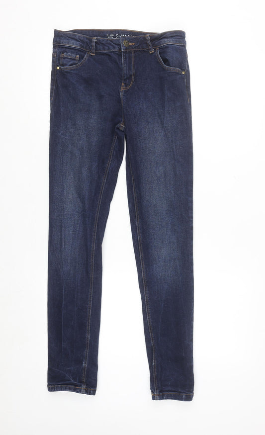 Additional front view of Denim Co girls’ blue slim fit jeans 13-14 years dark wash stretch