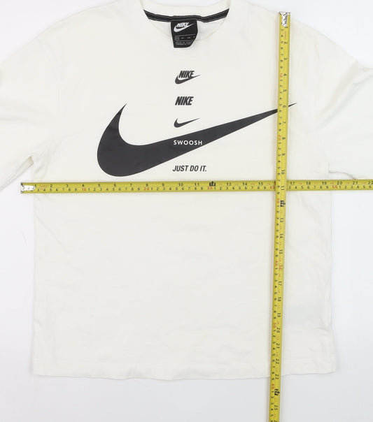 Nike Womens White XS Relaxed Fit Cotton Logo T-Shirt