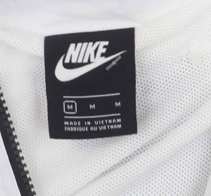 Nike Men's White Windbreaker Jacket M Lightweight Sportswear