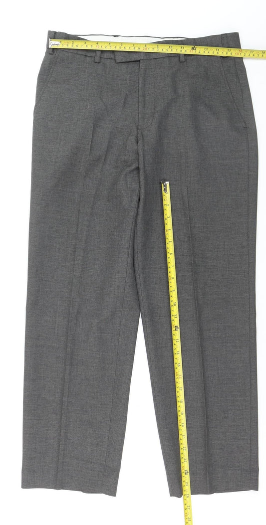St. Bernard Men's Grey Regular Fit Dress Trousers 32W 29L