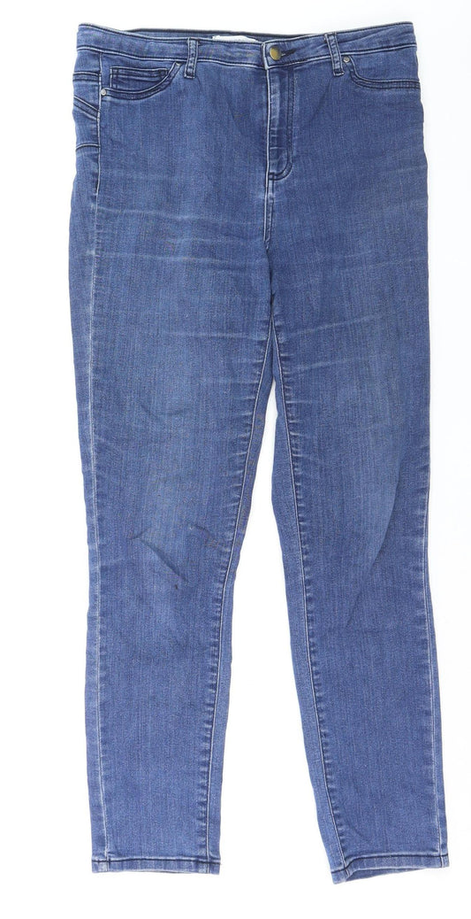 Additional front view of Gallery women’s blue slim fit mid rise skinny jeans, size UK 12