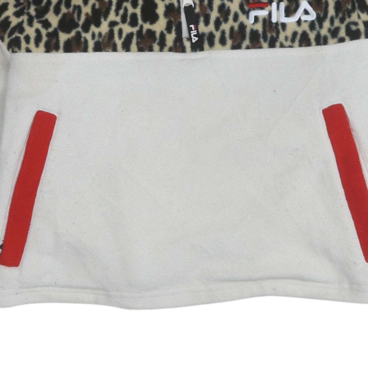 Additional view of Fila women’s white leopard 1/2 zip pullover sweatshirt, size S