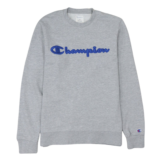 Champion Men's Grey Crew Neck Embroidered Logo Sweatshirt M