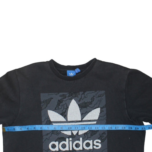 Adidas Men's Black Graphic Trefoil Logo Pullover Sweatshirt Size M