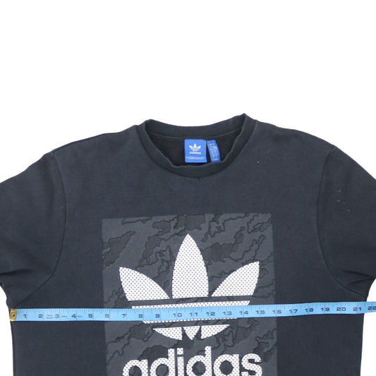 Adidas Men's Black Logo Crew Neck Fleece Sweatshirt Size L