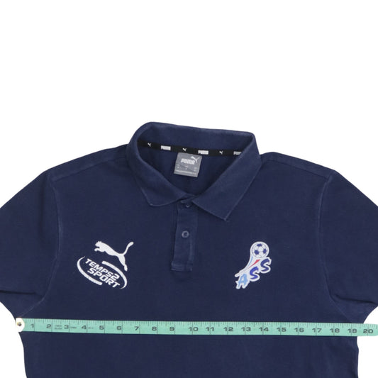 Puma Men's Blue Regular Fit Short Sleeve Polo Shirt M