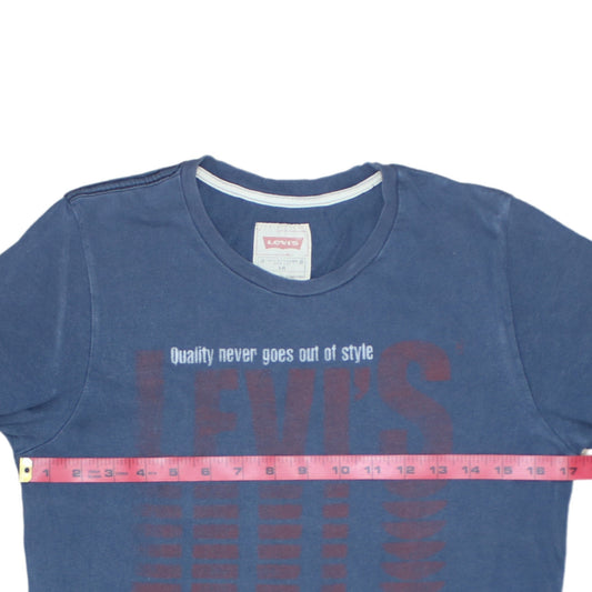 Levi's Boys Blue Graphic Logo T-Shirt Size 16 Years Cotton Crew Neck