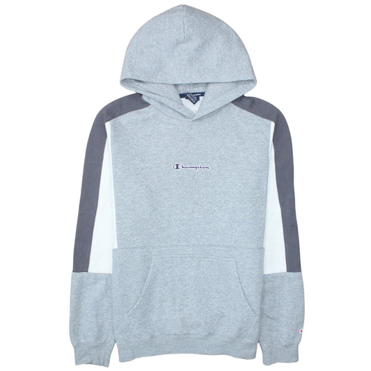 Champion Men’s Grey Pullover Hoodie Large Logo Fleece Sweatshirt