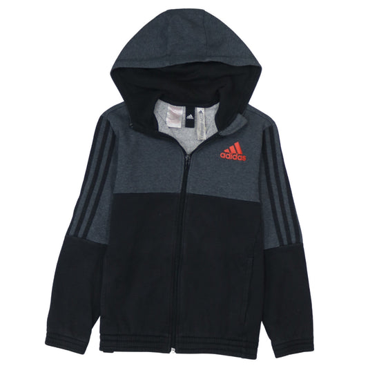 Adidas Boys Grey Full Zip Colourblock Hoodie 11-12 Years