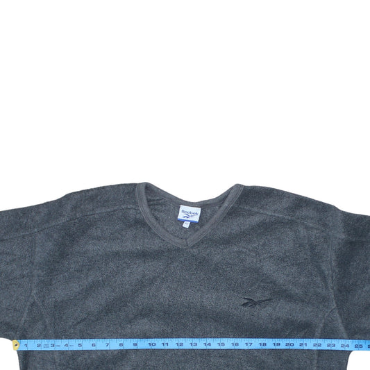 Reebok Women’s Grey Fleece V-Neck Pullover Sweatshirt Size 14