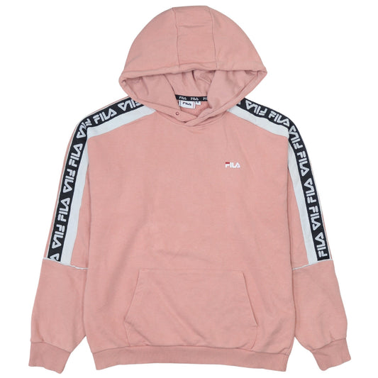 FILA Women Pink Logo Tape Pullover Hoodie Size M