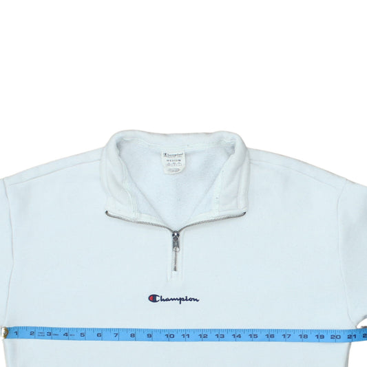 Champion Men's White 1/4 Zip Fleece Sweatshirt Medium