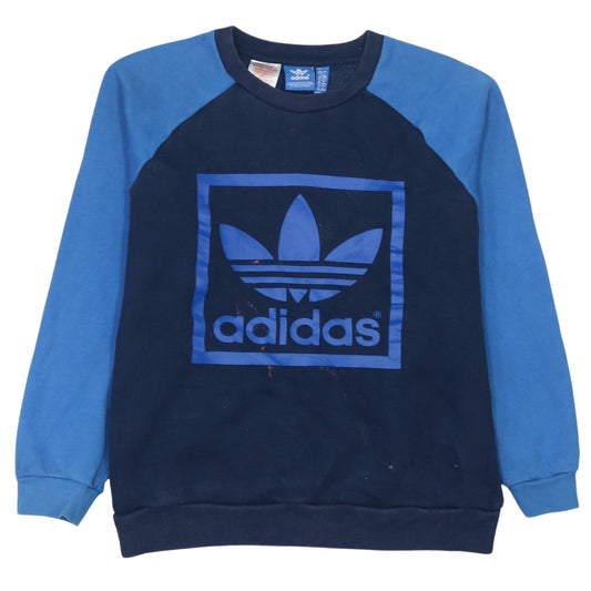 Adidas Boys Blue Crew Neck Pullover Sweatshirt 13-14 Years Logo Print