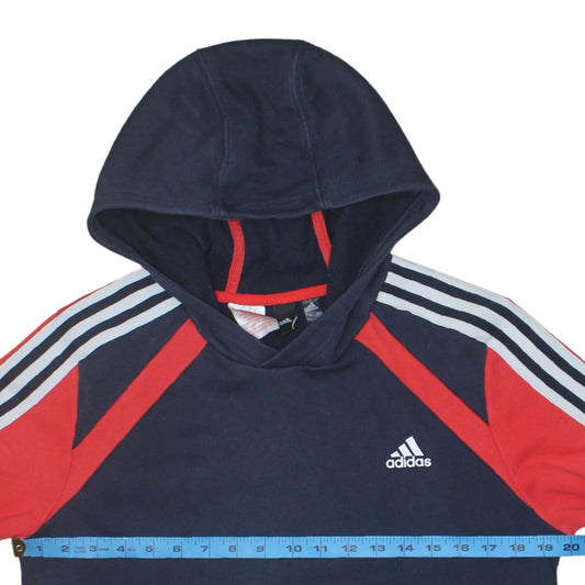 Adidas Boys Navy Red Pullover Hoodie Size 16 Years Cotton Blend
