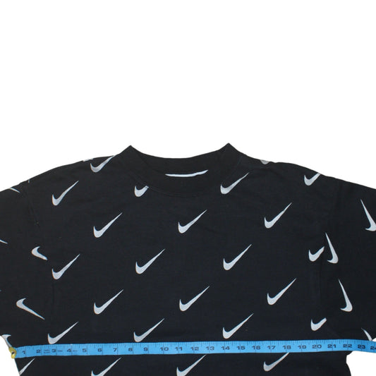 Nike Womens Black XS Pullover Sweatshirt with Allover Logo Print