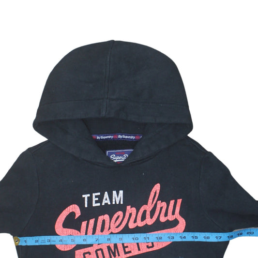 Superdry Men's Black Pullover Hoodie M Team Comets Graphic Sweatshirt