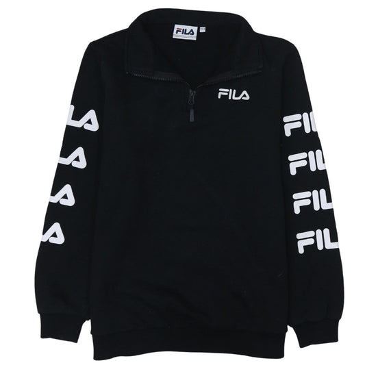 FILA Mens Black XS 1/4 Zip Logo Fleece Sweatshirt
