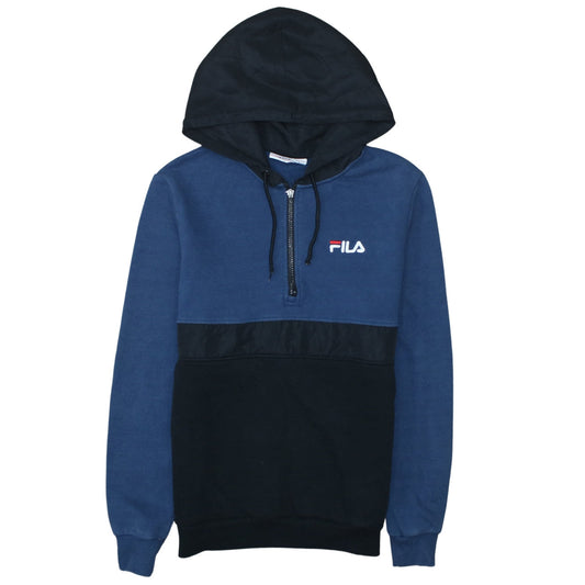 FILA Men's Blue Half Zip Hoodie Size S Logo Sportswear