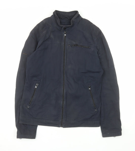 Superdry Men's Blue Cotton Bomber Jacket Size S Full Zip