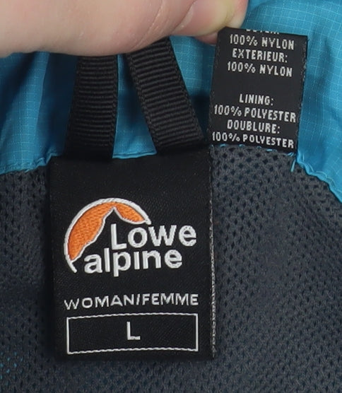 Lowe Alpine Women Blue Waterproof Hooded Rain Jacket L