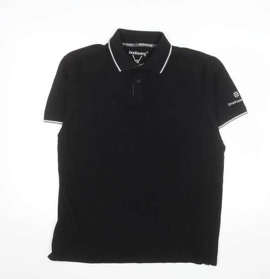 Backswing Men's Black Polo Shirt Large Golf Casual Top