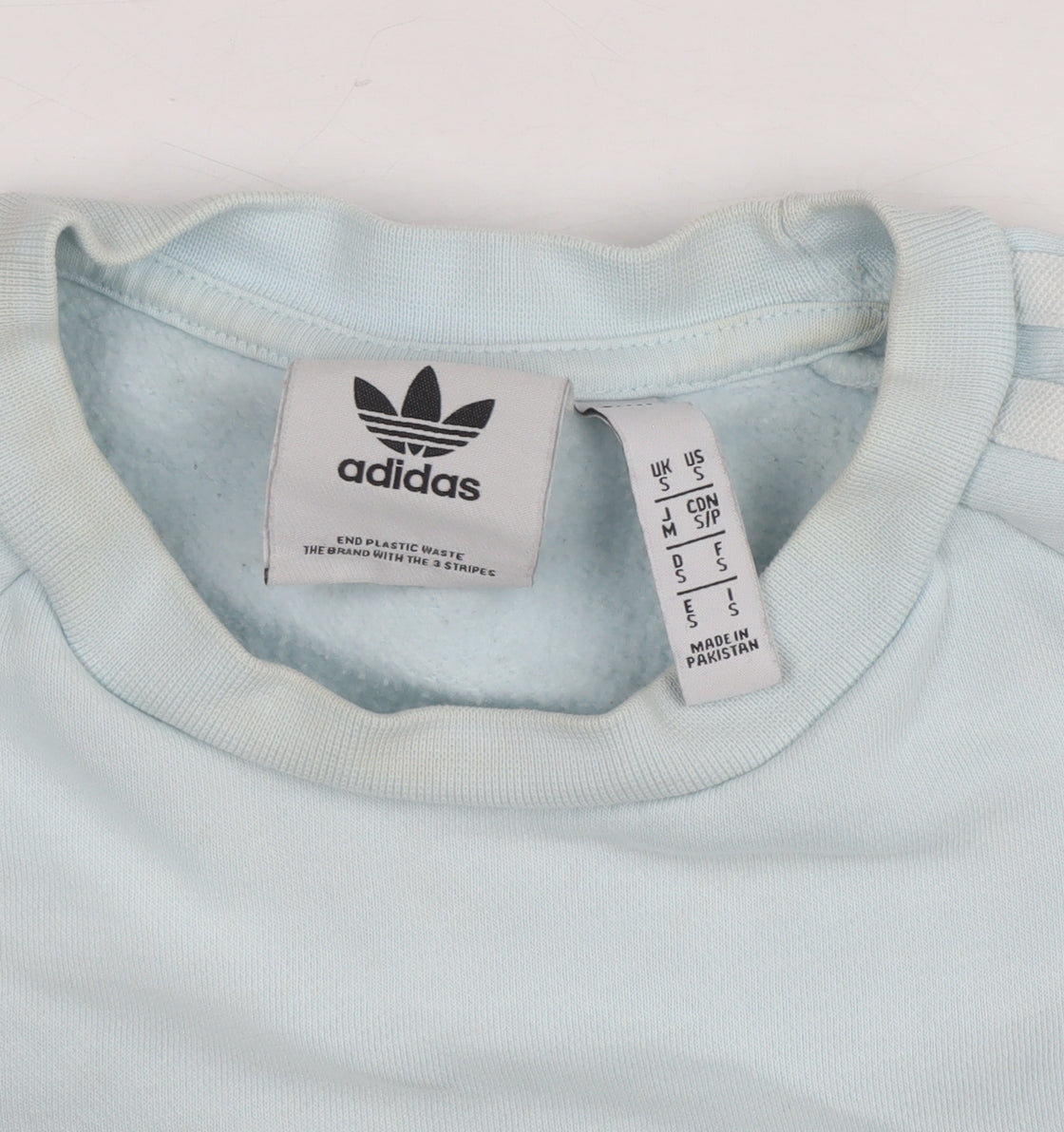 Additional view of Adidas Women’s Light Blue Sweatshirt Small Crew Neck Pullover Cotton Blend