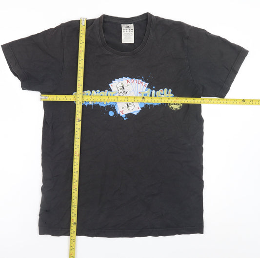 Adidas Men's Black Graphic Straight Flush T-Shirt Size M