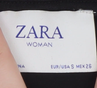 Zara Women Black Drawstring Cropped Hoodie Size S