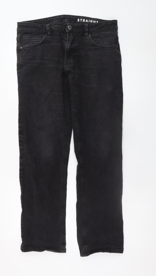 Additional front view of Dunnes Men's Black Straight Jeans 34W 30L Cotton Denim