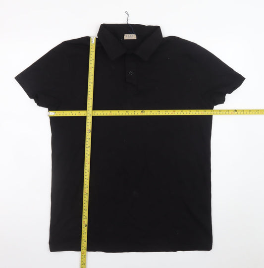 M.I.D.A. Men’s Black Cotton Polo Shirt Size L Casual Classic
