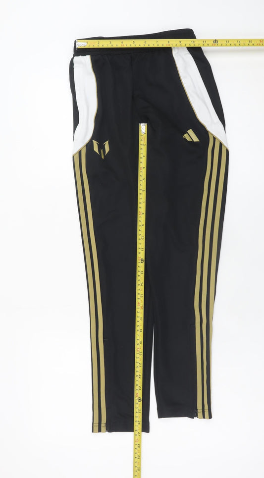 Adidas Teens Black Jogger Trousers 12 Plus with Gold Stripes
