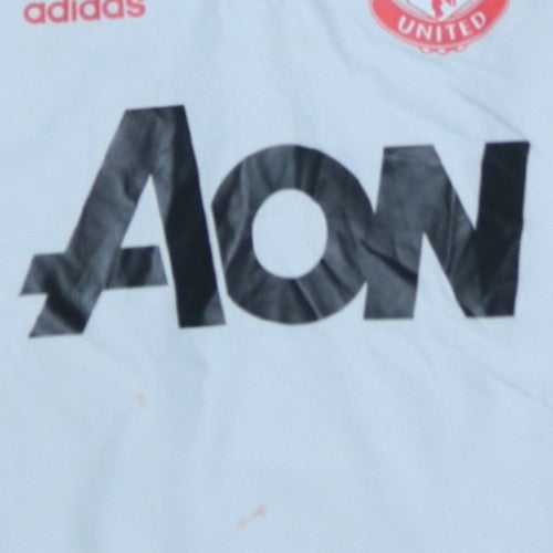 Additional view of Adidas boys’ light blue manchester united hoodie 13-14 years pullover hooded top