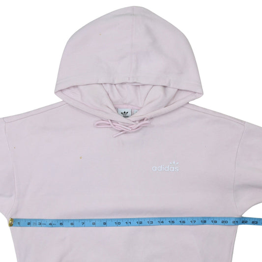 Adidas Women Pink Pullover Hoodie Size 10 Cotton Blend Logo Sweatshirt