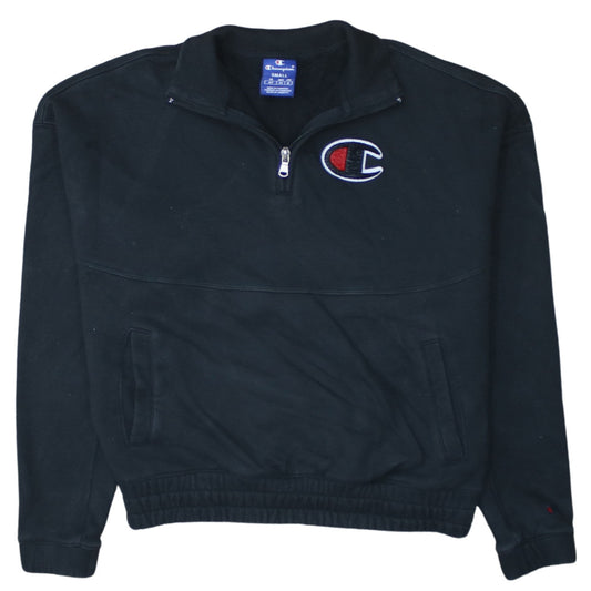 Champion Black Small 1/4 Zip Cotton Sweatshirt for Women