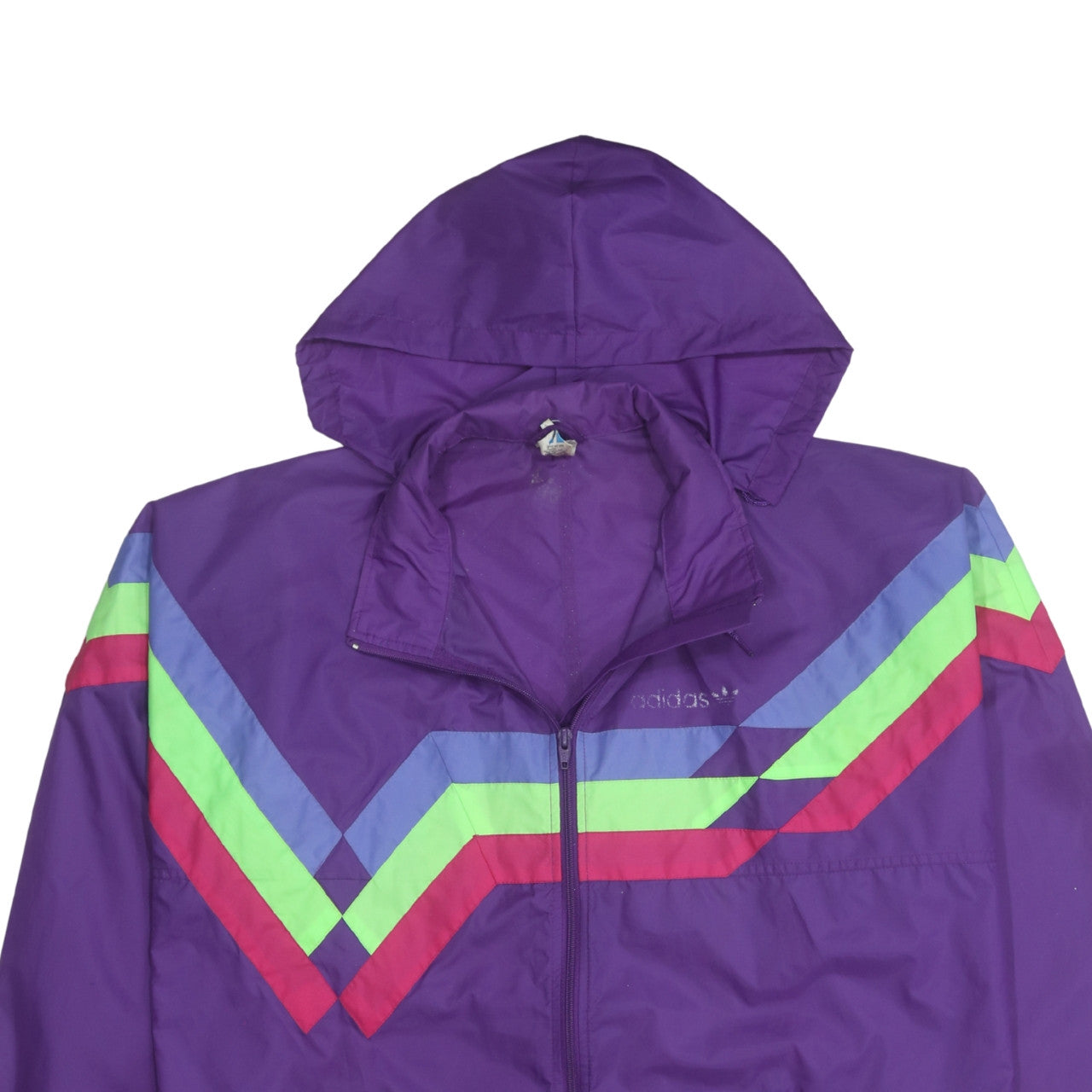 Adidas Women's Purple Hooded Windbreaker Jacket Size M Retro 80s Style