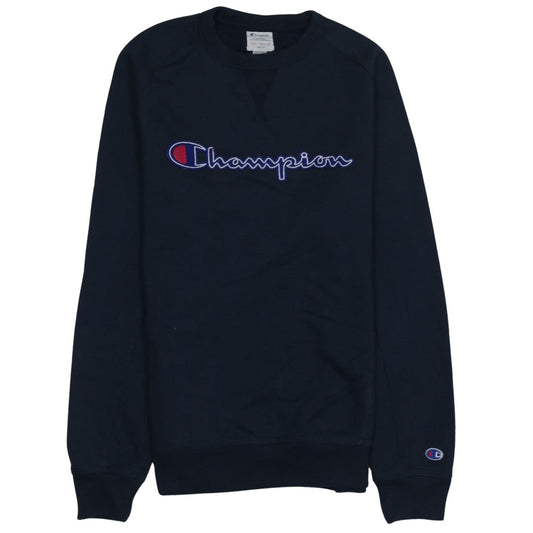 Champion Men's Blue Medium Pullover Sweatshirt Embroidered Logo