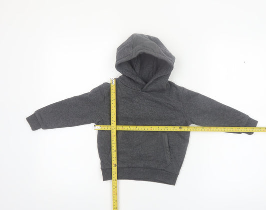 Firetrap Boys Dark Grey Pullover Hoodie 2-3 Years Fleece Lined Casual