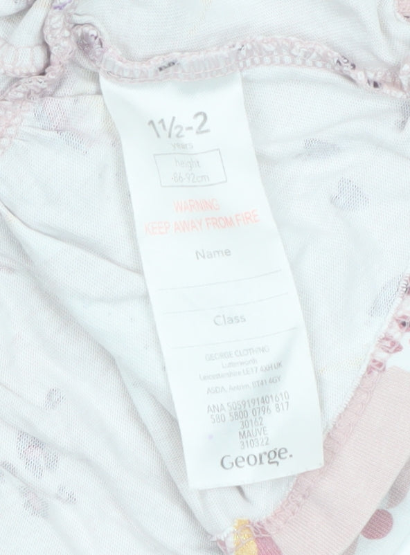Additional view of George girls’ pink unicorn long sleeve cotton t-shirt 18-24 months