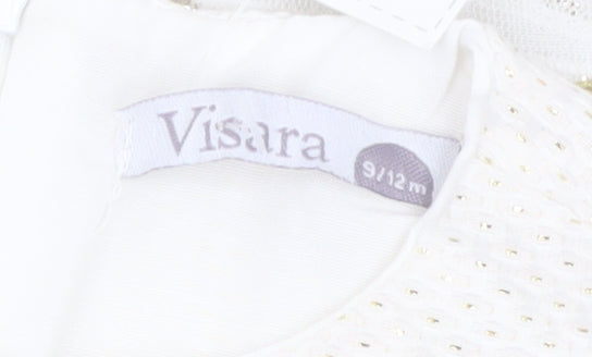 Additional view of Visara girls’ ivory gold polka dot tutu dress 9-12 months party wear