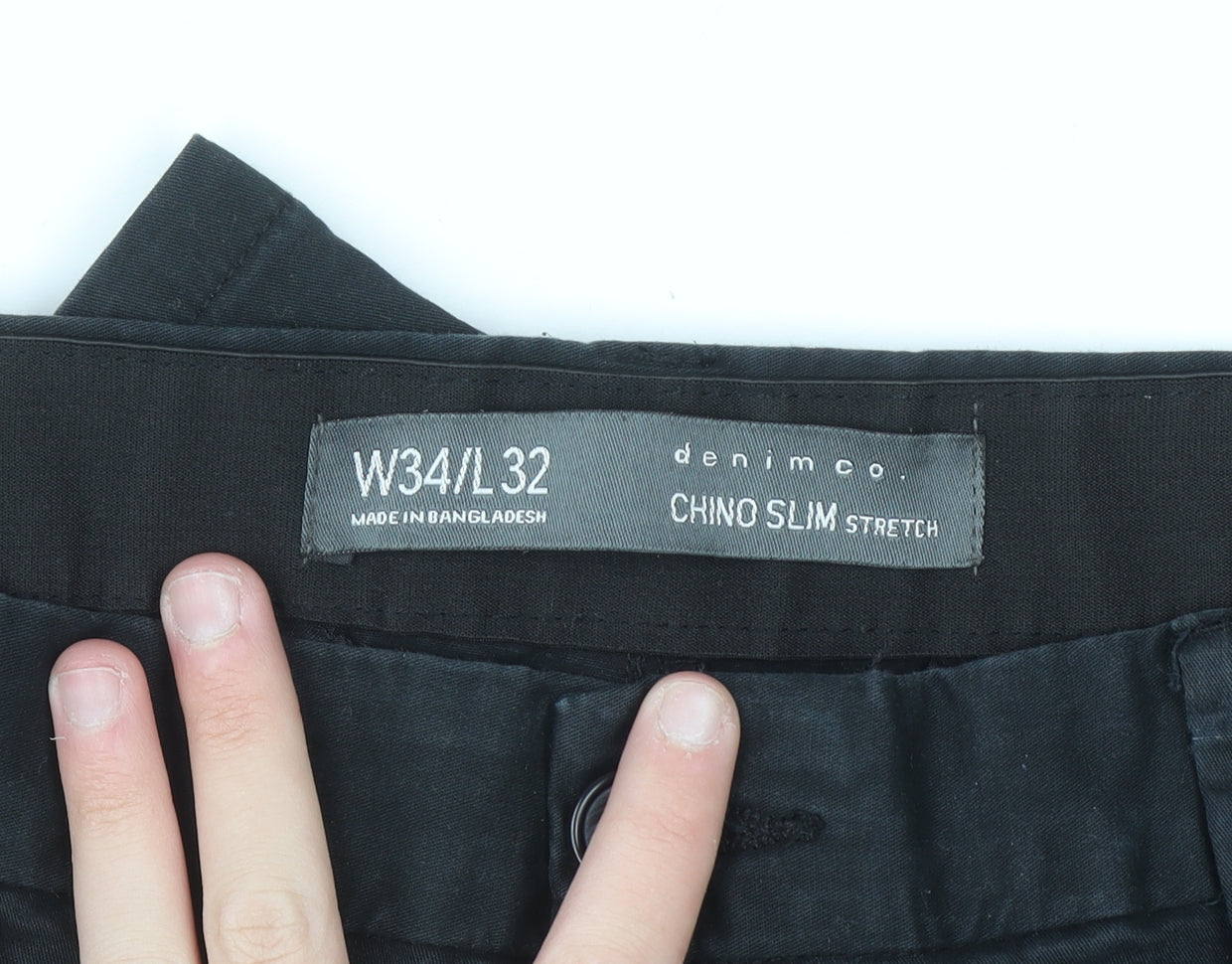 Primark Men’s Black Slim Fit Chino Trousers W34 L32