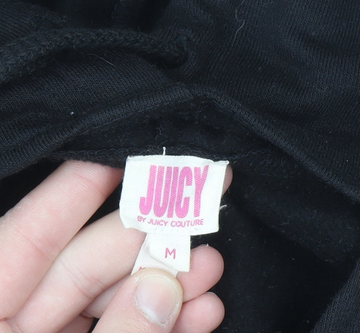 Additional view of Juicy Couture Women's Black Cropped Hoodie Medium Cotton Blend