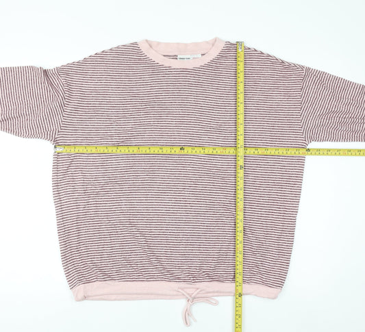 Lands' End Womens Pink Striped Pullover Jumper Medium