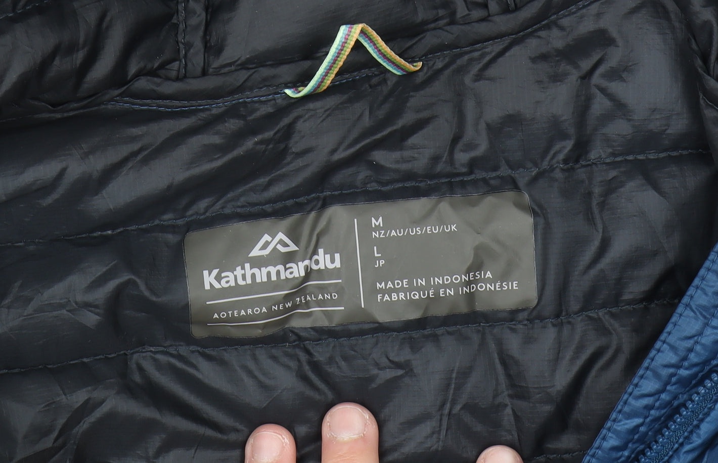 Kathmandu Mens Blue Hooded Down Puffer Jacket Size M