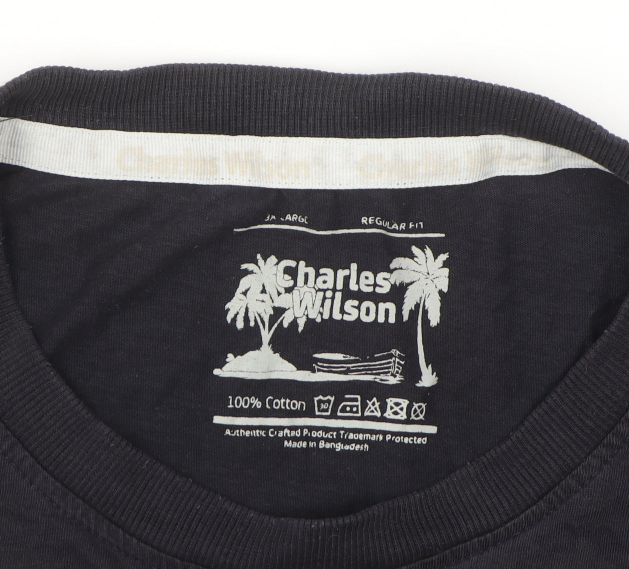 Charles Wilson Men's Black Long Sleeve Regular Fit Cotton Top Size L