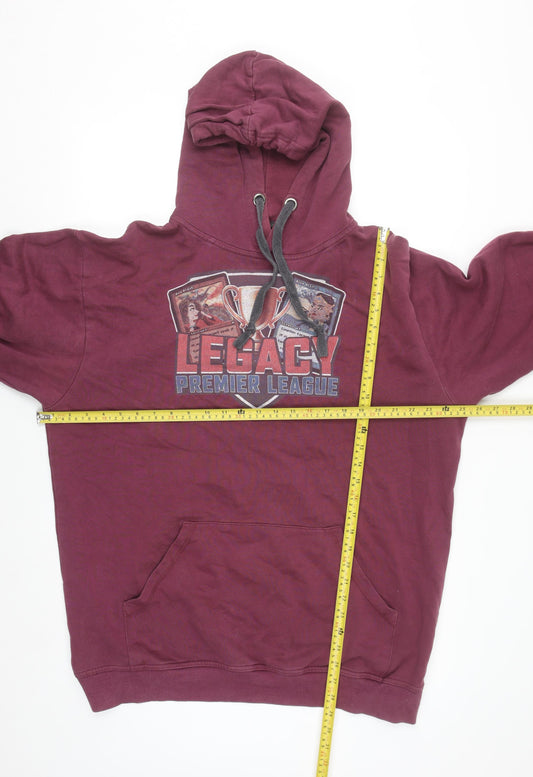Premium Men Red 2XL Pullover Hoodie Graphic Print Fleece
